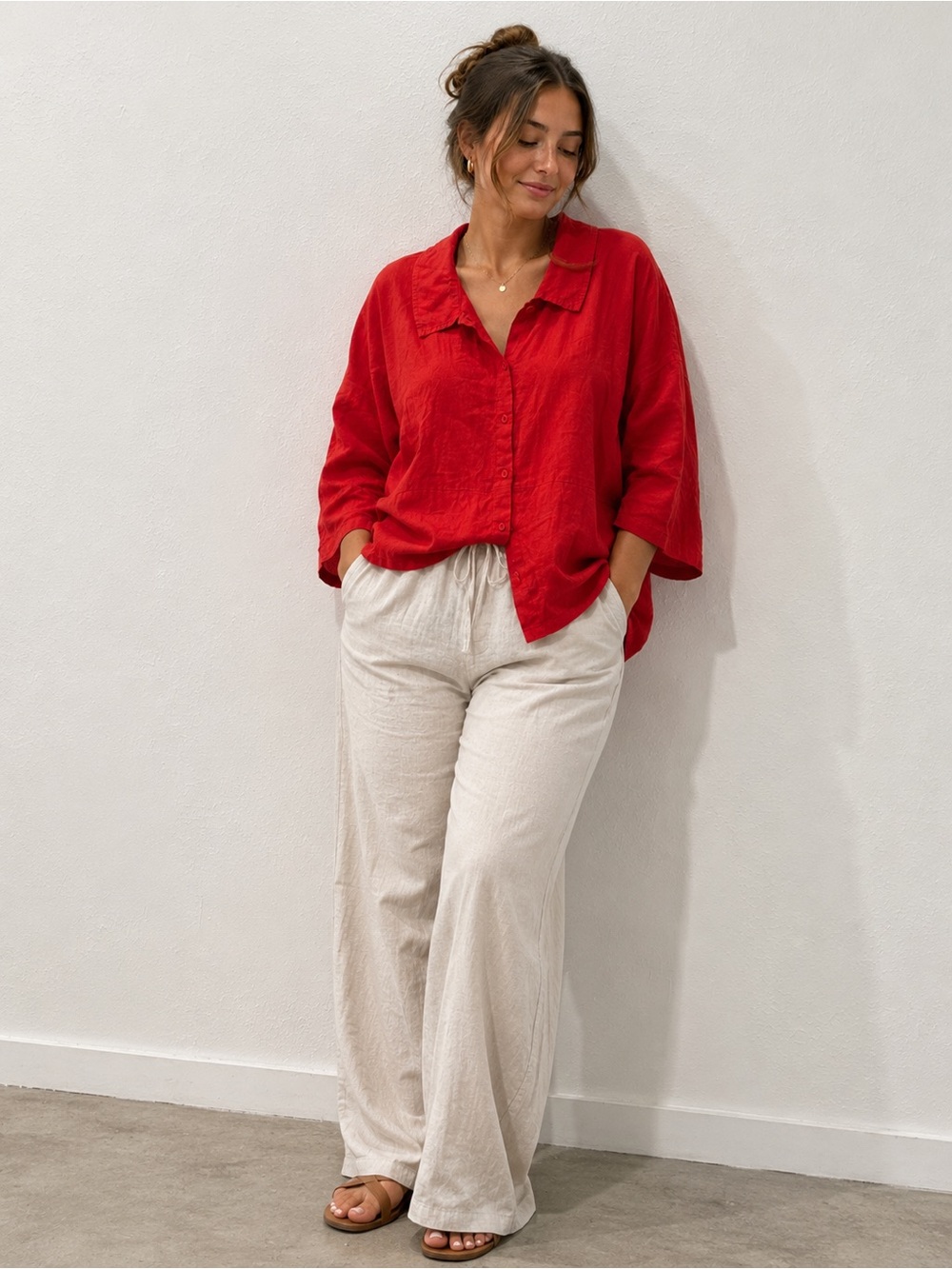 Flax Linen Button Down Blouse